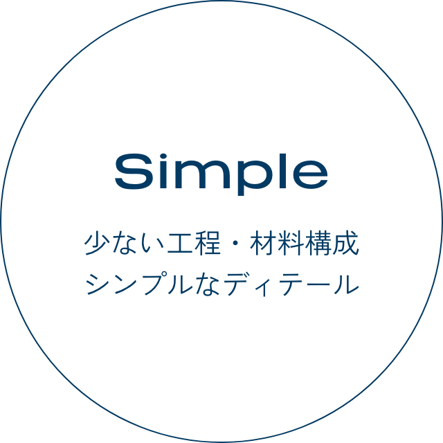 Simple少ない工程・材料構成
シンプルなディテール